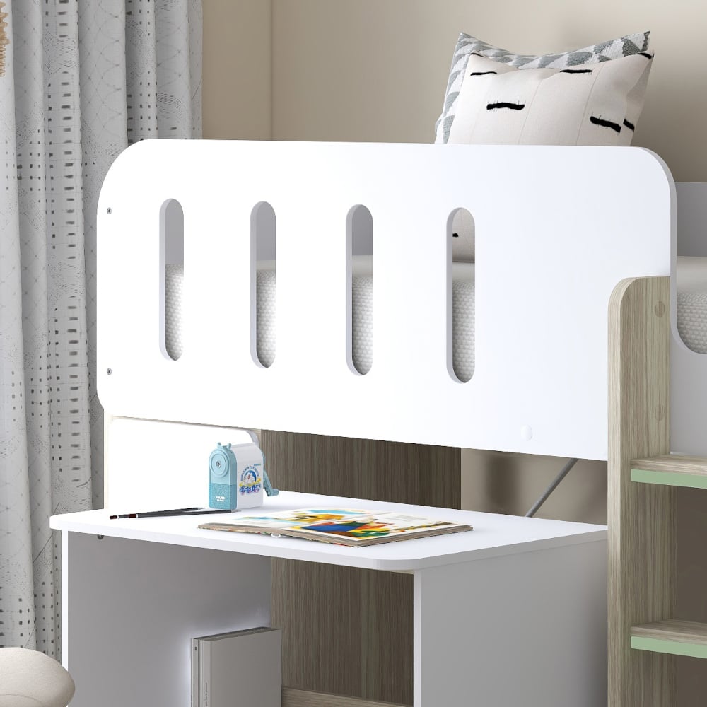 Amelia White and Pale Wood Mid Sleeper Bed