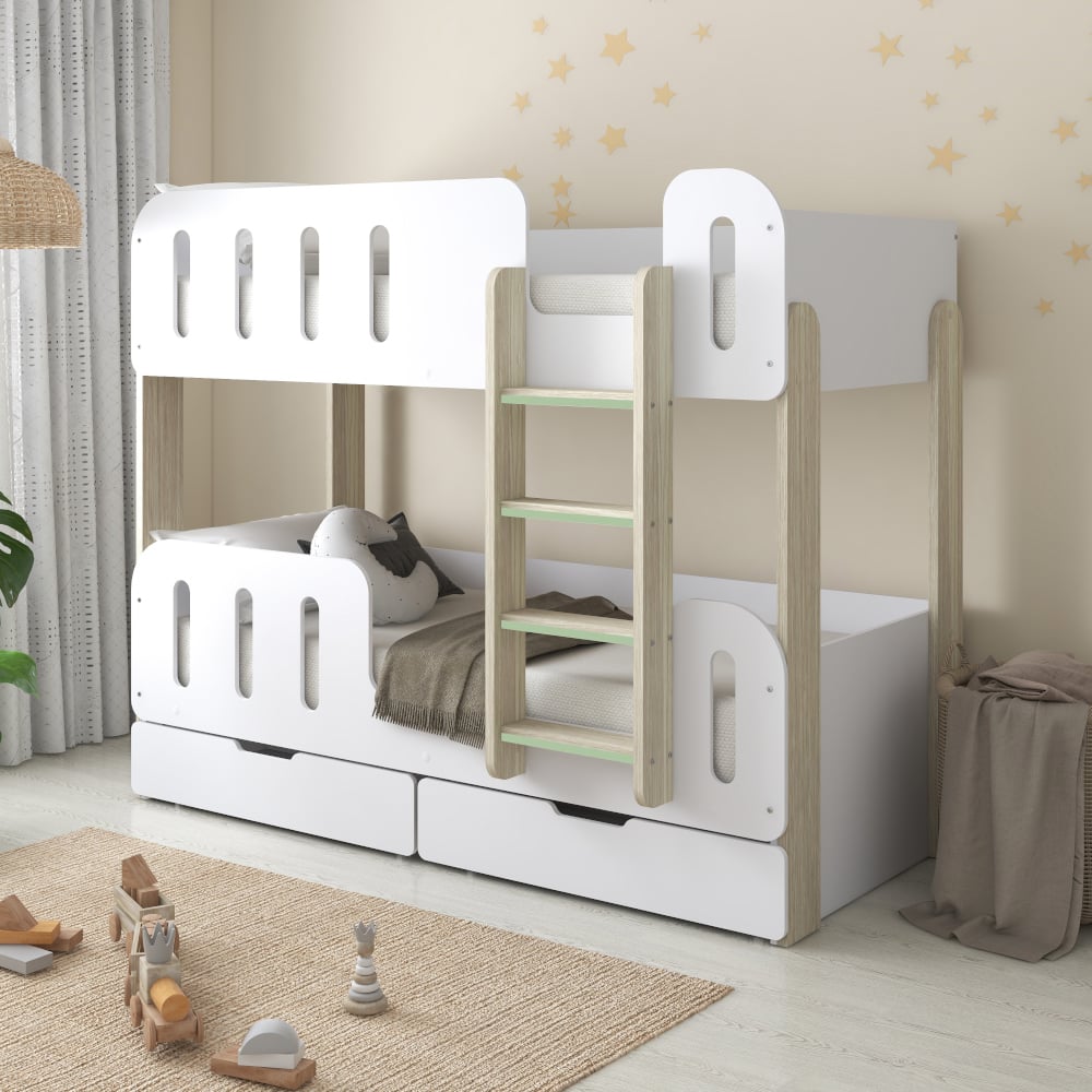 Elisa White and Pale Wood Storage Bunk Bed