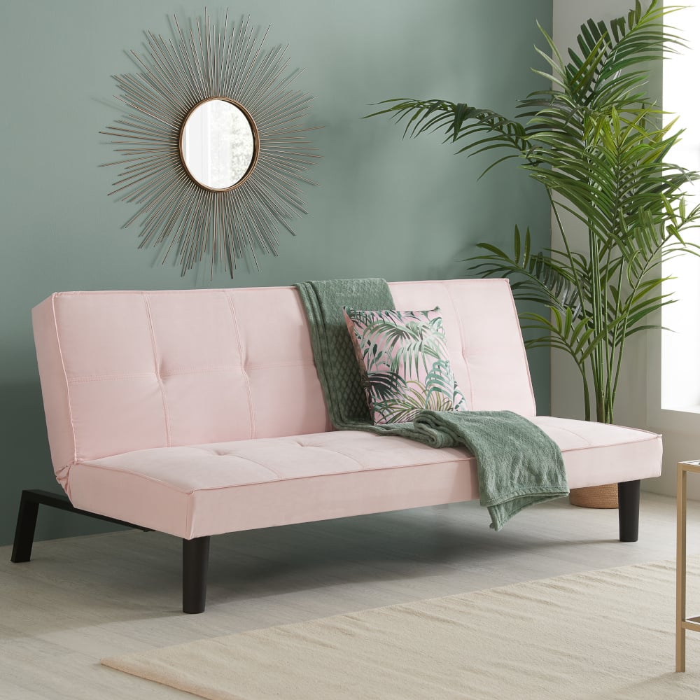 Aurora Blush Pink Fabric Sofa Bed