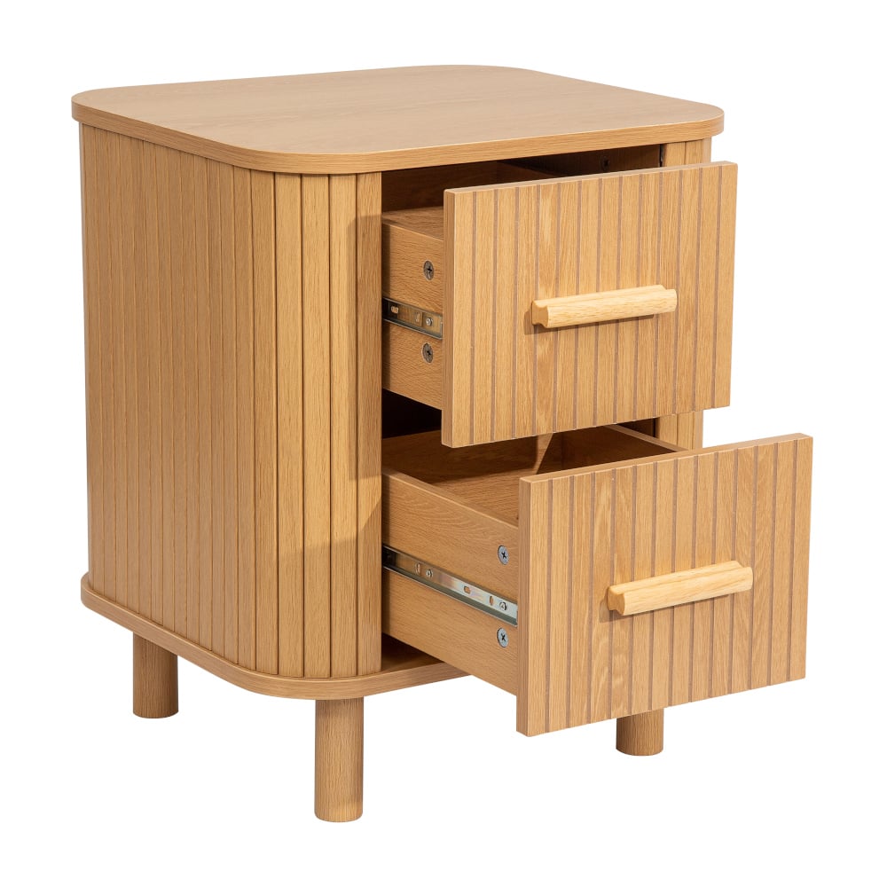 Axel Oak 2 Drawer Fluted Bedside Table