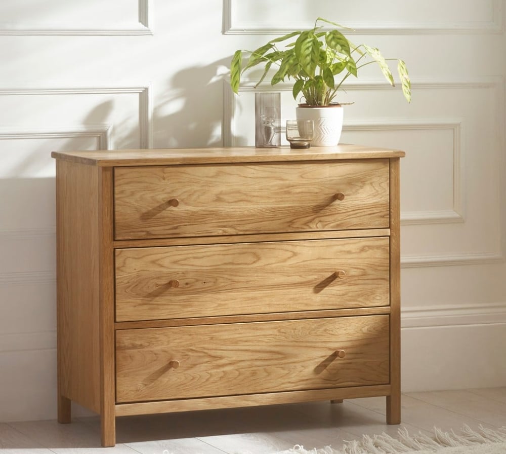 Coxmoor Oak 3 Drawer Wooden Chest of Drawers