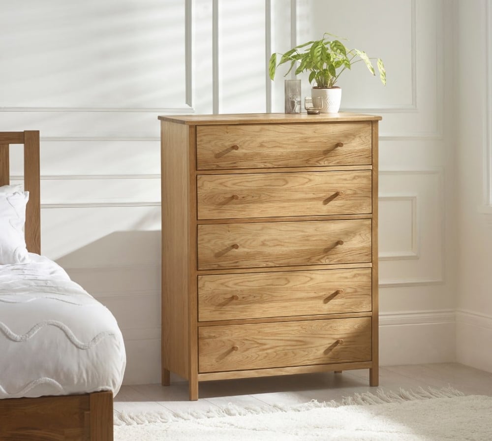 Coxmoor Oak 5 Drawer Wooden Chest of Drawers