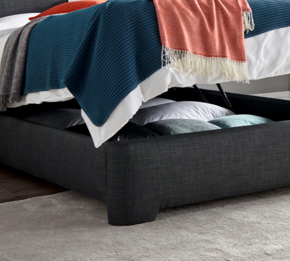 Happy Beds Accent Slate Grey Ottoman Closed