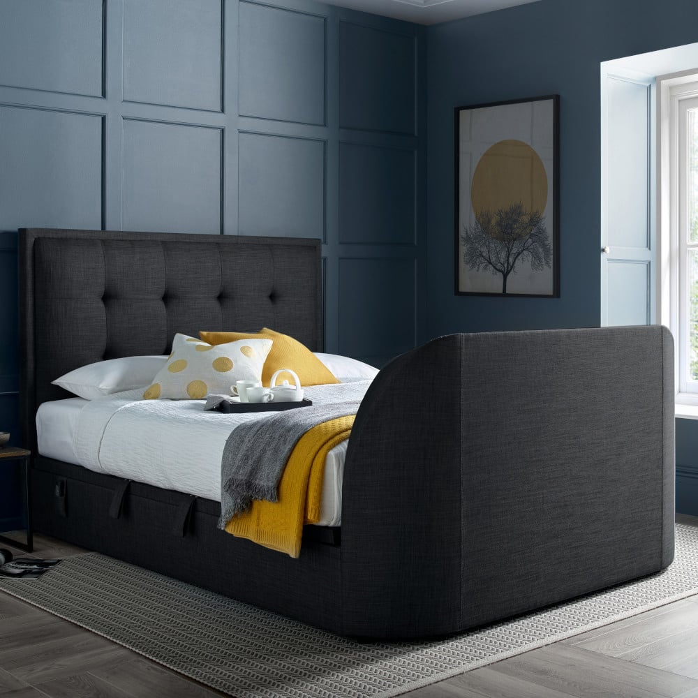 Happy Beds Simpson Slate Grey Ottoman TV Bed