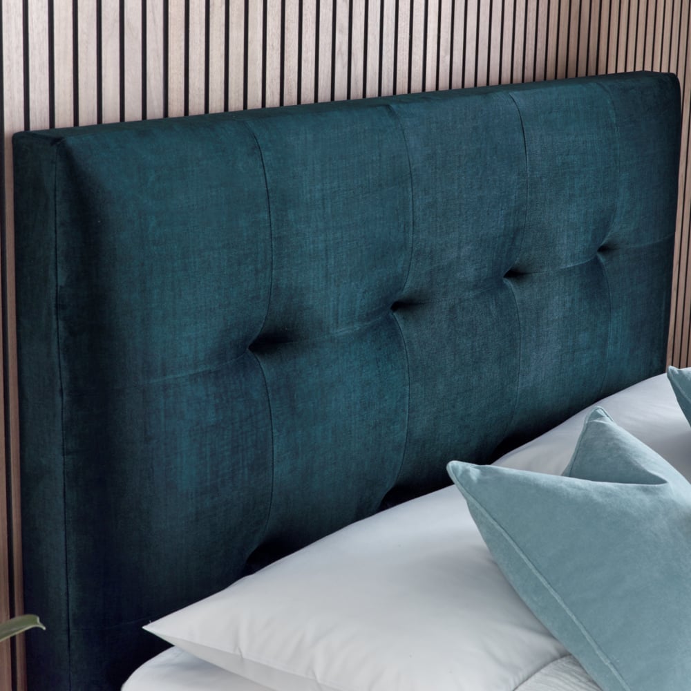 Walkworth Blue Fabric Ottoman Storage Bed Headboard Close-Up