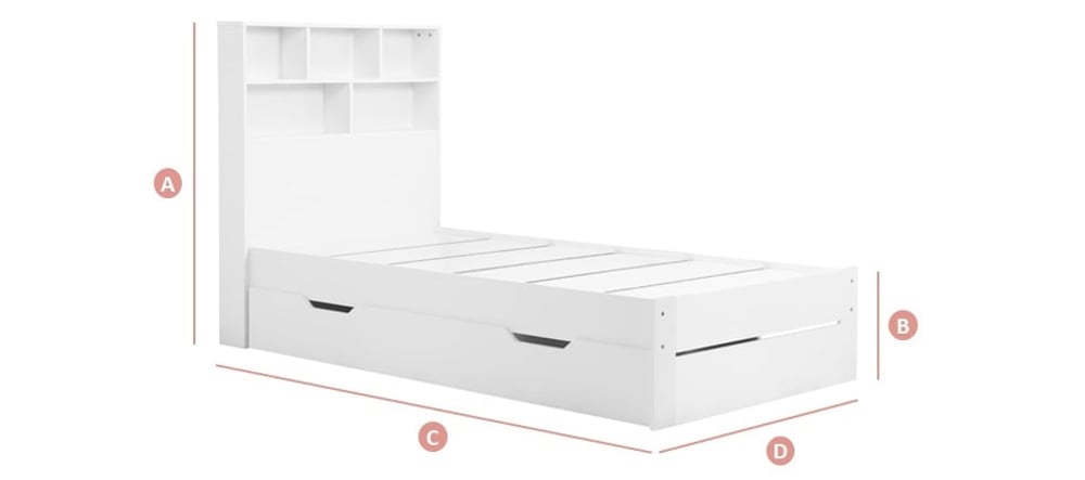 Alfie Single Storage Bed Sketch Dimensions