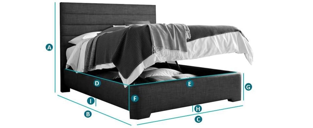 Happy Beds Appleby Ottoman Bed Sketch Dimensions