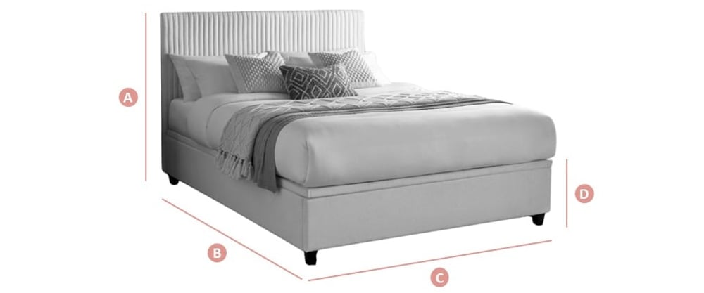 Happy Beds Avery Fabric Ottoman Bed Sketch Dimensions