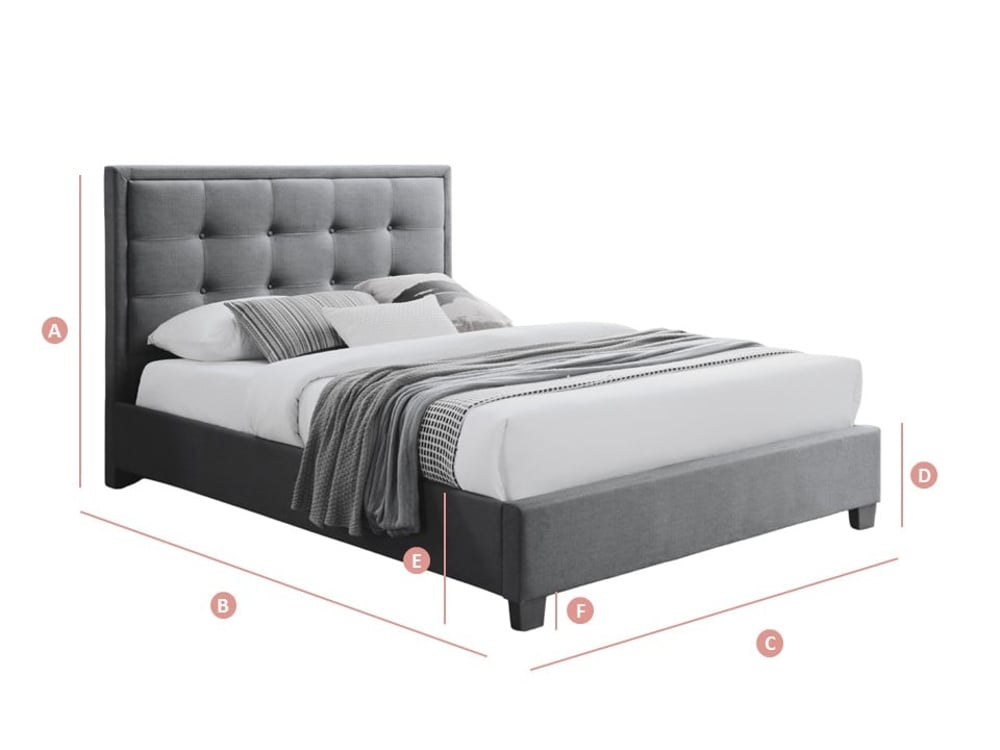 Gainford Fabric Bed Dimesions Sketch