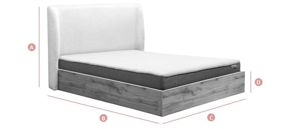 Happy Beds Halfden Boucle Ottoman Bed Sketch Dimensions