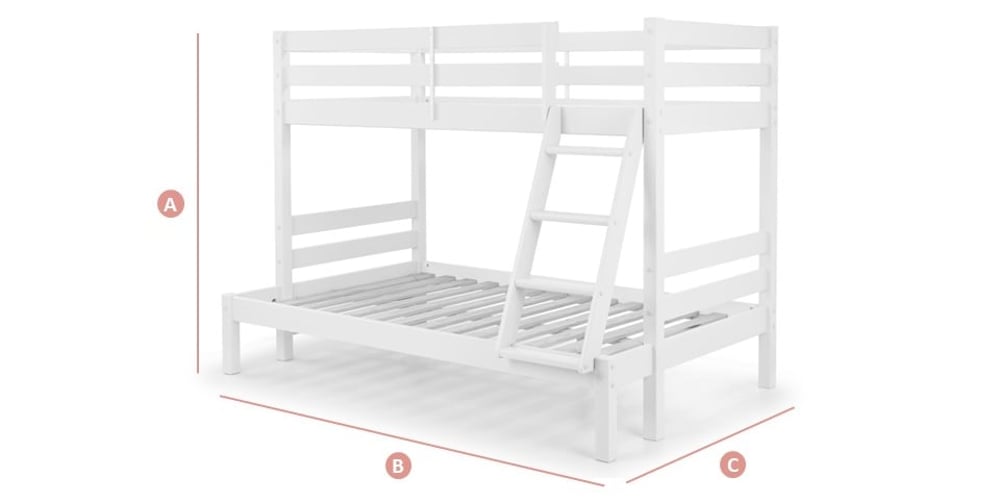 Happy Beds Merlin Triple Sleeper Sketch Dimensions