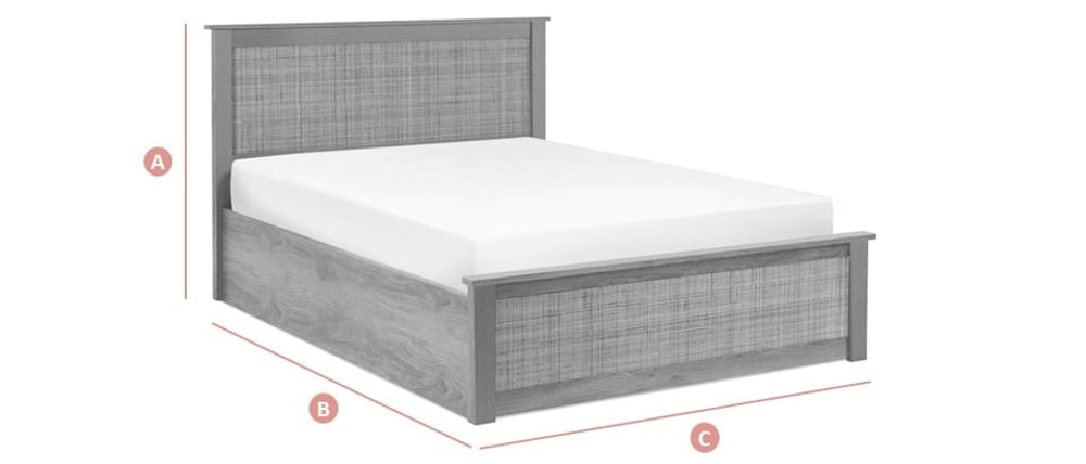 Happy Beds Padstow Rattan Ottoman Bed Sketch Dimensions