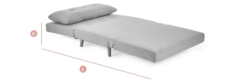 Happy Beds Rowan Grey Sofa Bed Sleeping Position Sketch Dimensions