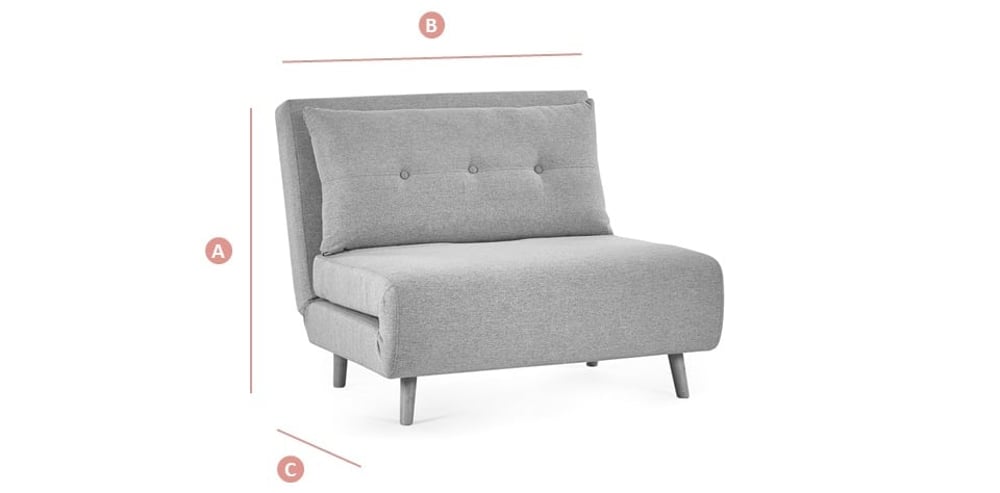 Happy Beds Rowan Grey Sofa Bed Sitting Position Sketch Dimensions