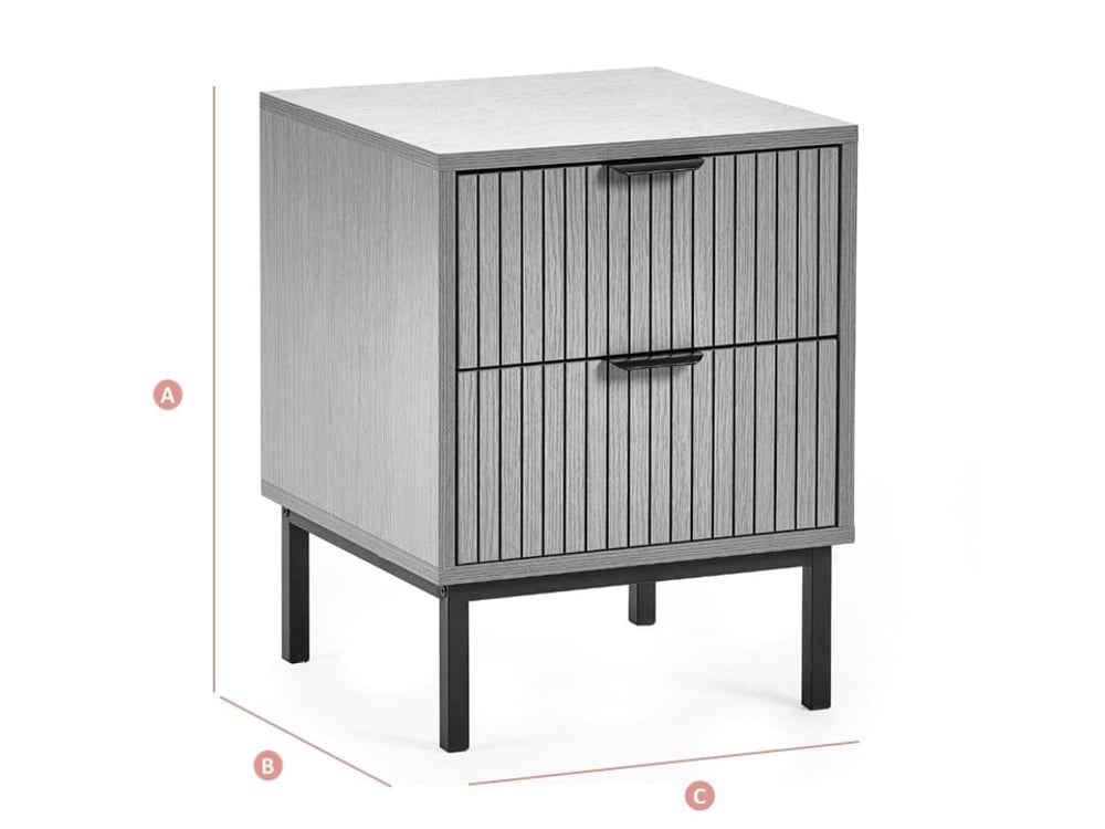 Happy Beds Sia 2 Drawer Bedside Sketch Dimensions