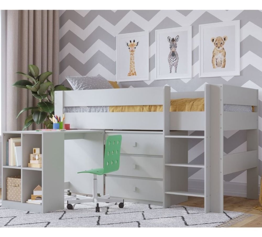 Coast Grey Wooden Storage Midsleeper with Desk