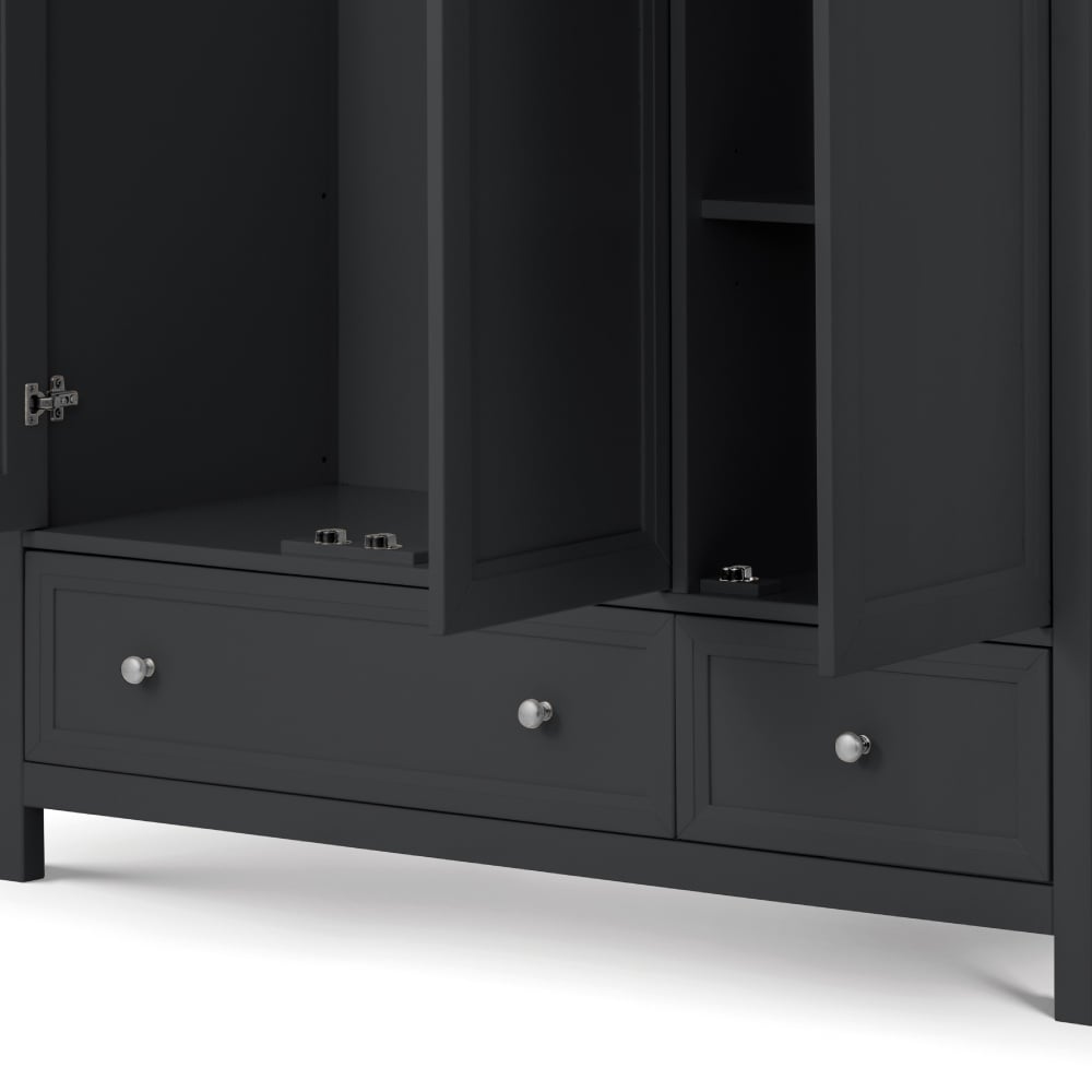 Maine Anthracite Wooden 2 Door Wardrobe Panelling Close-Up