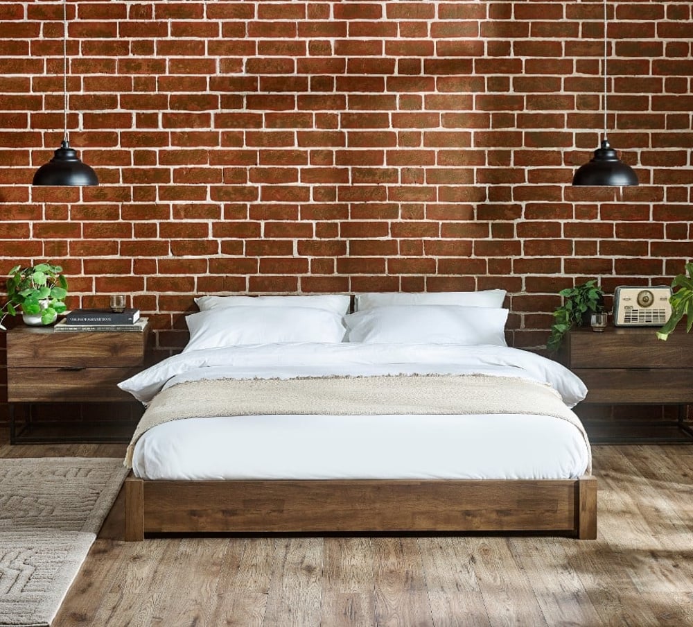 Marston Rustic Wooden Platform Bed