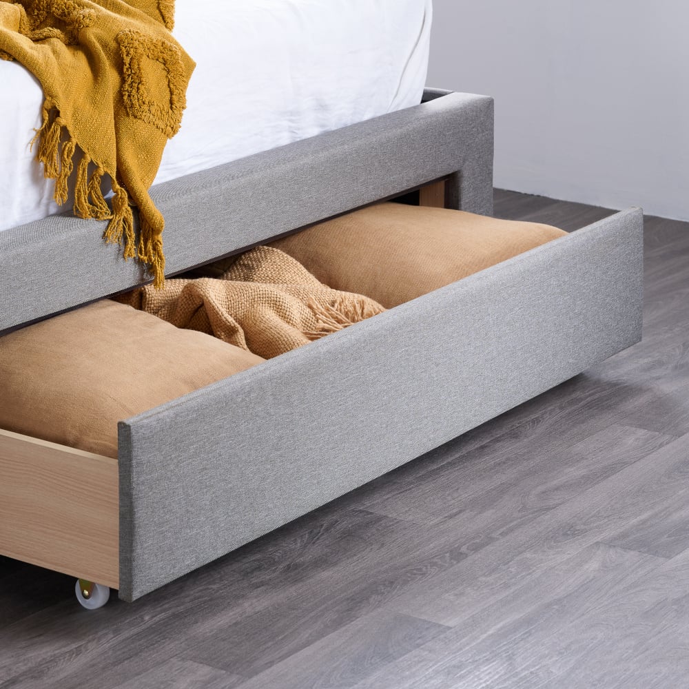 Happy Beds Shelby Grey 3 Drawer Bed Open Drawer