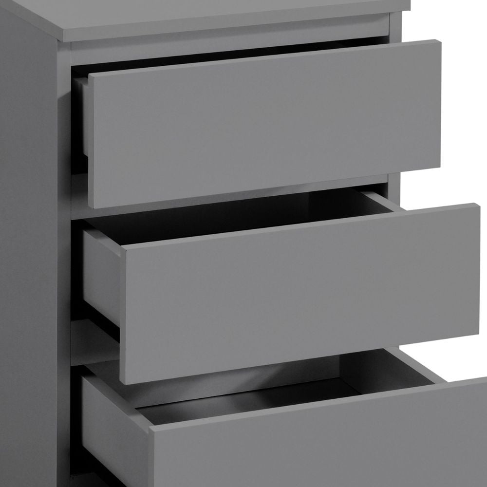 Oslo Grey 3-Drawer Bedside Table Drawers Close-Up