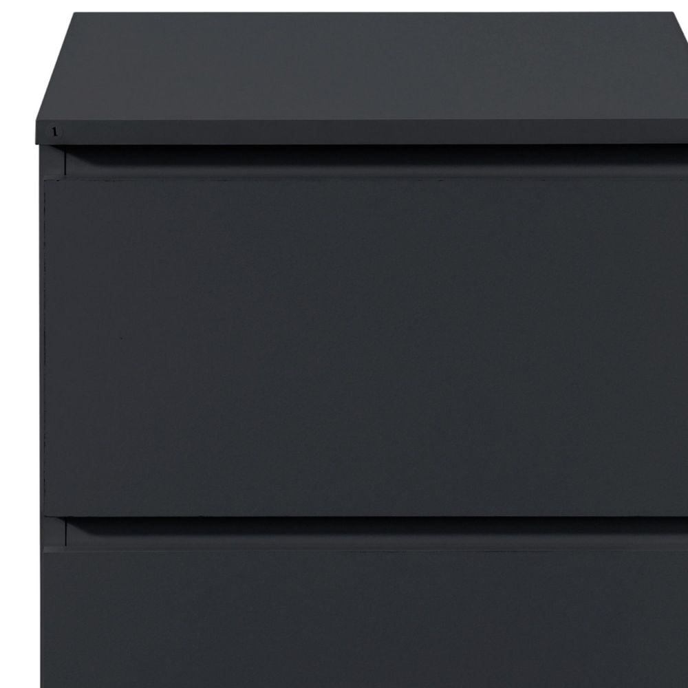 Oslo Black 2-Drawer Bedside Table Close-Up