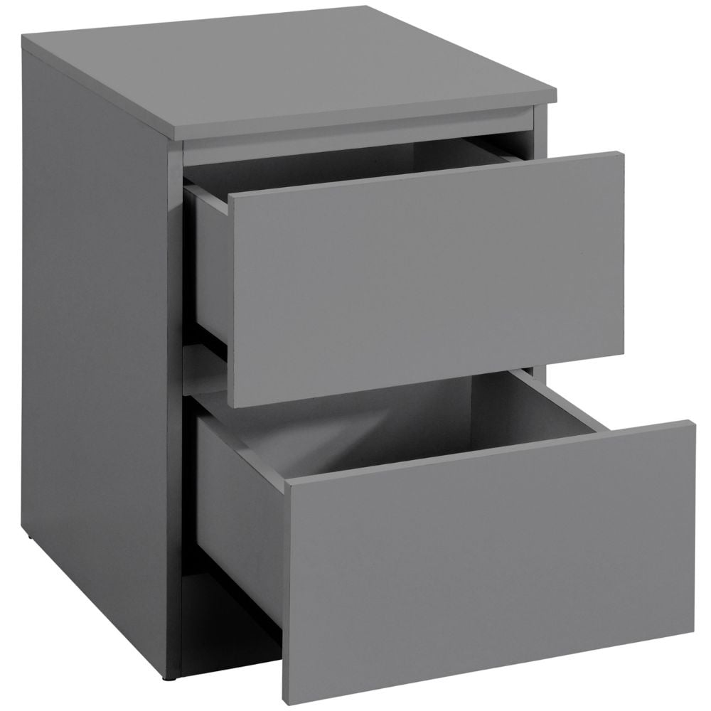 Oslo Grey 2-Drawer Bedside Table Drawers Close-Up