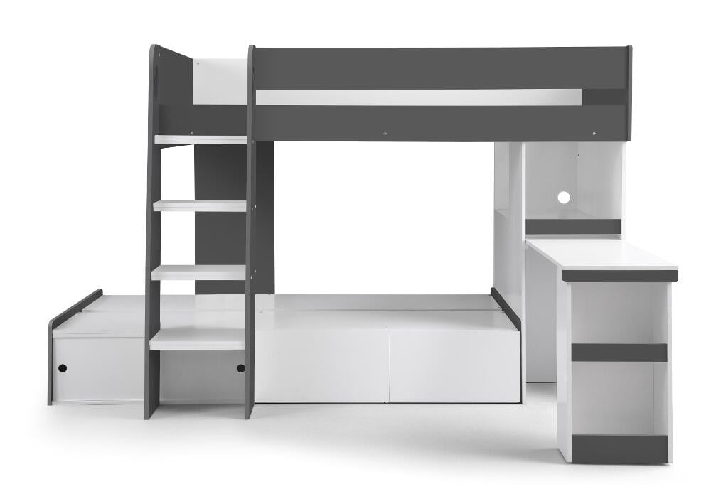 Eclipse Grey And White Wooden Storage Bunk Bed Full Image