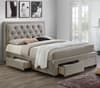 Woodbury Warm Stone Velvet Fabric 4 Drawer Storage Bed