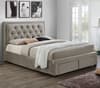 Woodbury Warm Stone Velvet Fabric 4 Drawer Storage Bed