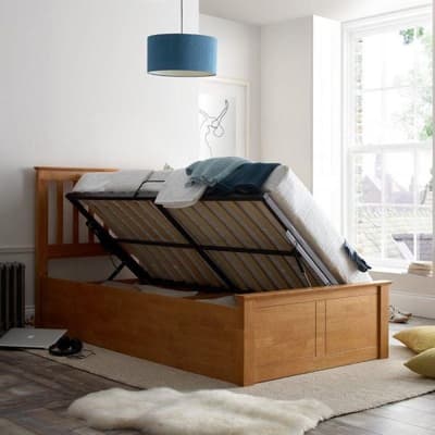 Francis Oak Wooden Ottoman Storage Bed