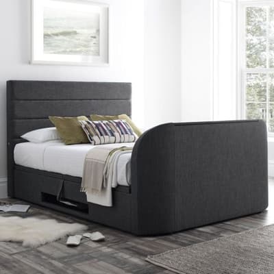 Annecy Slate Grey Fabric Ottoman Electric Media TV Bed