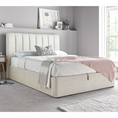 Autumn Fabric Oatmeal Ottoman Storage Bed