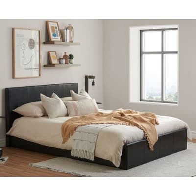 Berlin Brown Leather Ottoman Storage Bed