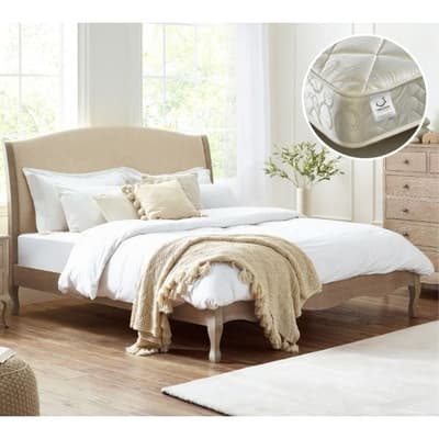 Camille Oatmeal Bed with Premier Spring Mattress Included