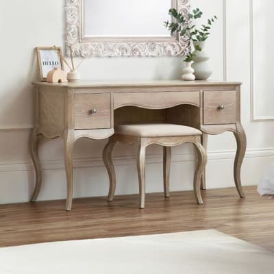 Camille Oak 2 Drawer Wooden Dressing Table