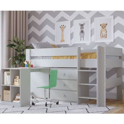 Coast Grey Wooden Storage Midsleeper with Desk