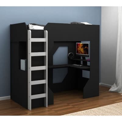 Kudl Black and Grey Gaming Storage High Sleeper