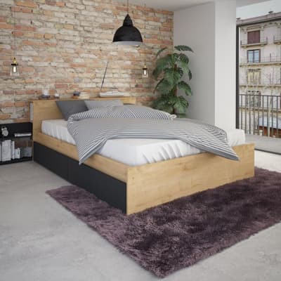 Jazz Oak and Grey Wooden Storage Bed