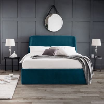 Frida Teal Velvet Ottoman Bed Frame