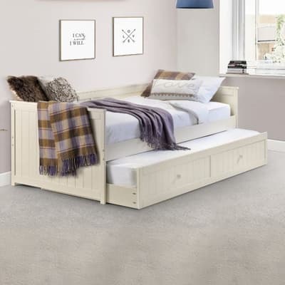 Jessica Stone White Wooden Guest Bed and Trundle - 3ft Single