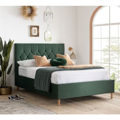 Loxley Green Velvet Fabric Ottoman Storage Bed