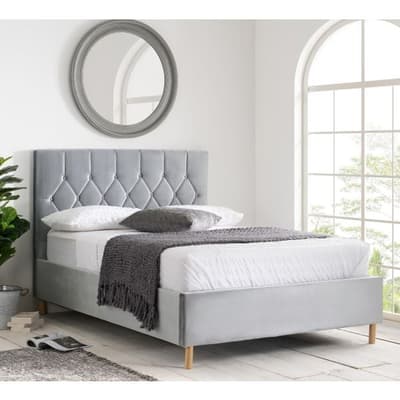 Loxley Grey Velvet Fabric Ottoman Storage Bed