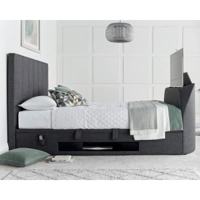 Medburn Slate Grey Fabric Ottoman Electric Media TV Bed