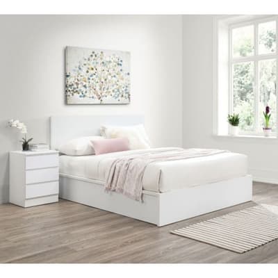 Oslo White Wooden Ottoman Storage Bed