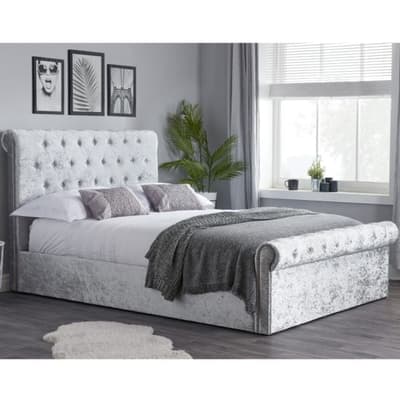 Sienna Steel Crushed Velvet Ottoman Storage Bed