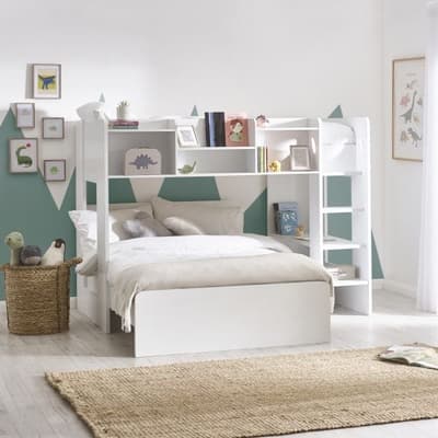 Owen White Wooden Mid Sleeper with Underbed