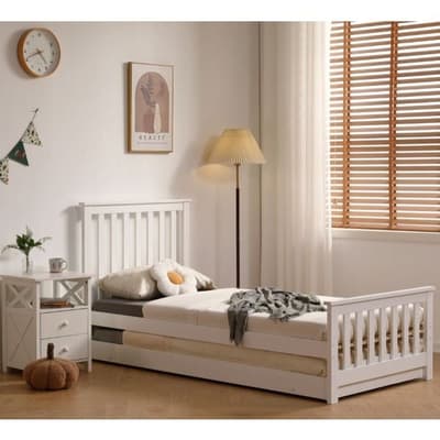 Oxford White Wooden Guest Bed with Trundle