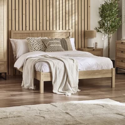 Padstow Oak Rattan Wooden Bed