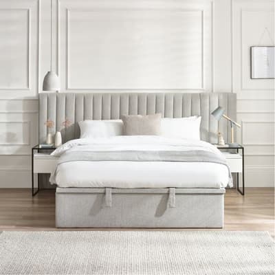 Paige Stone Grey Fabric Ottoman Storage Hotel Bed