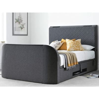 Paris Grey Fabric Ottoman Electric Media TV Bed